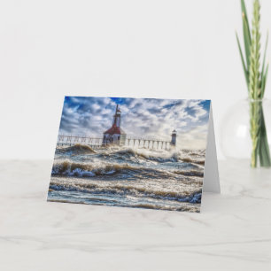 Storm At St Joseph Lighthouse Card