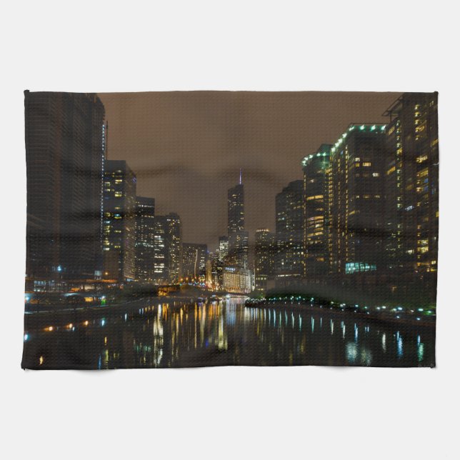 Storm Brewing Over Chicago Tea Towel (Horizontal)