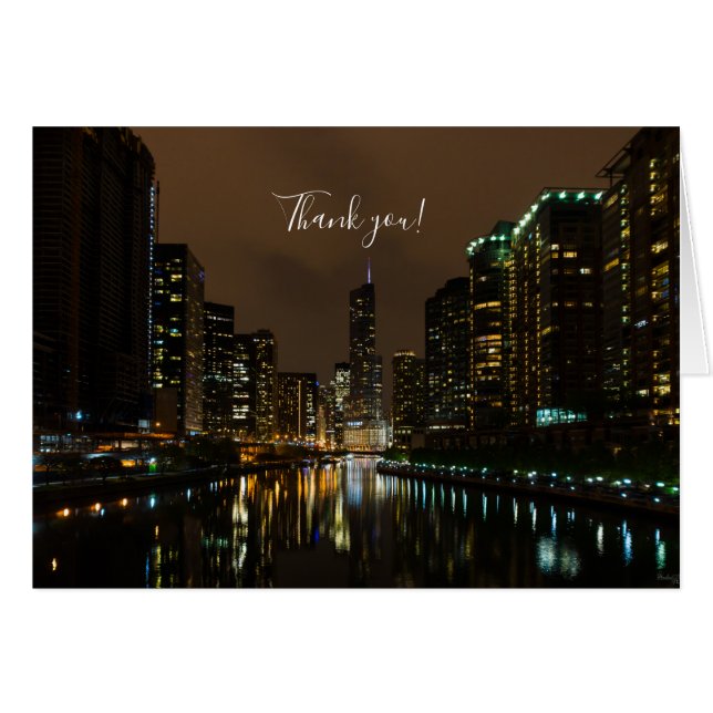 Storm Brewing Over Chicago Thank You Card (Front Horizontal)