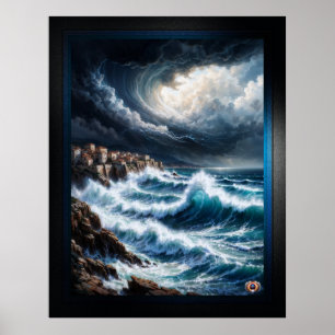 Storm By A Mediterranean Coast AI Art by Xendor7 Poster