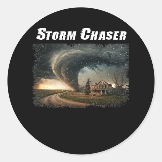 Storm Chaser Tornado Picture Meteorologist Weather Classic Round Sticker (Front)