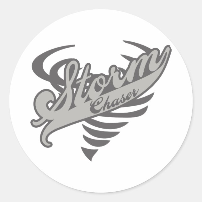 Storm Chaser Tornado Twister Logo Classic Round Sticker (Front)