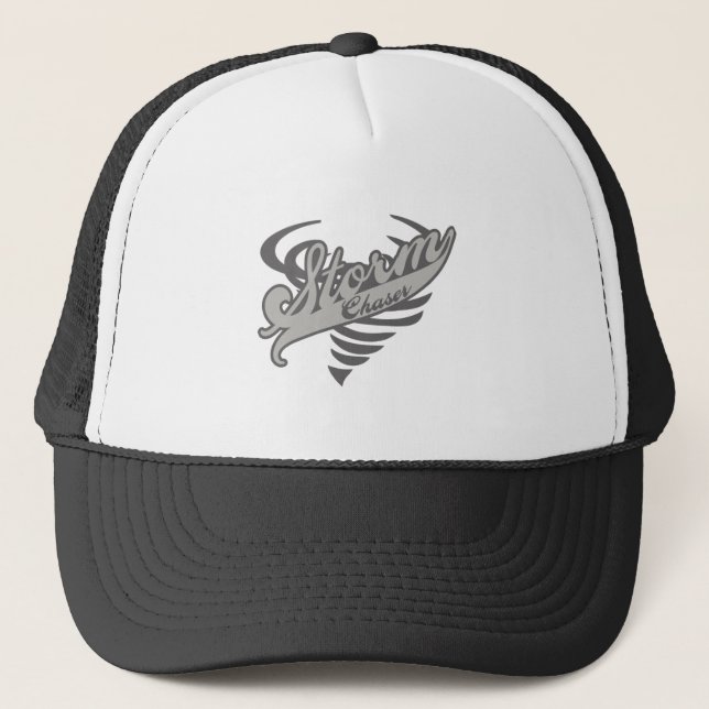 Storm Chaser Tornado Twister Logo Trucker Hat (Front)