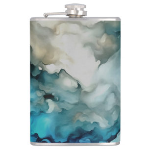 Storm Clouds and Ocean Currents Abstract Art Hip Flask