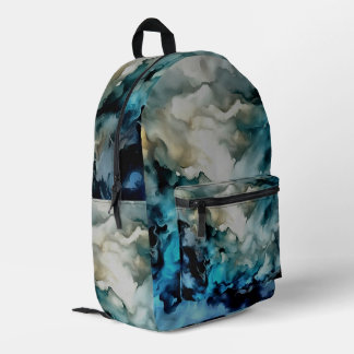 Storm Clouds and Ocean Currents Abstract Art Printed Backpack
