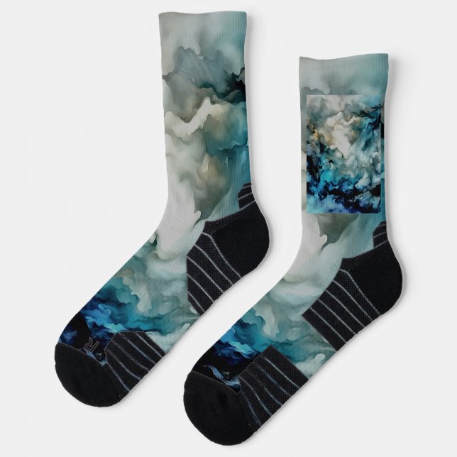 Storm Clouds and Ocean Currents Abstract Art Socks (Left)