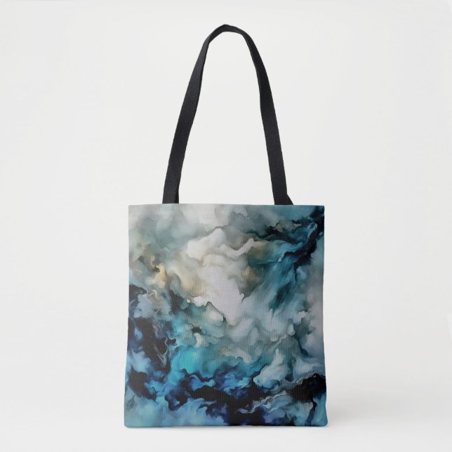 Storm Clouds and Ocean Currents Abstract Art Tote Bag (Front)