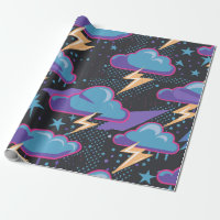 Storm Clouds, Lightning Bolts, and Stars Pattern