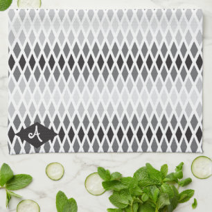 Storm Diamond Ombre Monogram Tea Towel