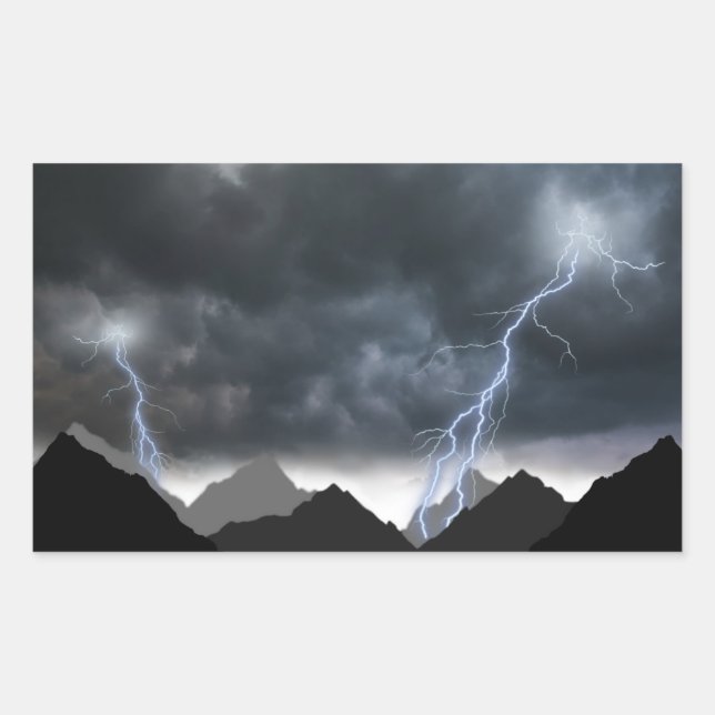 Storm on the mountain rectangular sticker (Front)
