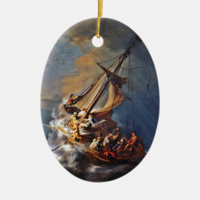 Storm on the Sea of Galilee Ceramic Tree Decoration (Front)