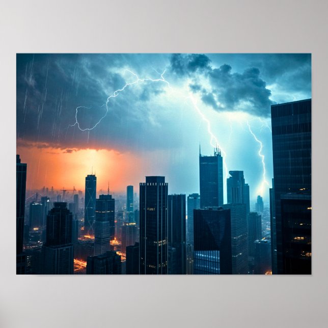 Storm Over a Megacity Poster (Front)