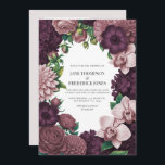 Storm Plum, Graphite Rose & Antique Blush Wedding Invitation<br><div class="desc">Celebrate your special day with this elegant floral border wedding invitation, designed with a modern botanical aesthetic and timeless romantic details. Featuring hand-illustrated blooms, refined typography, and a beautifully balanced layout, this invitation suits weddings of every season and style. Personalize the text to match your event, pair it with matching...</div>