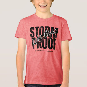 Storm Proof With Christ - Jesus Faith Prayer Pink Tri-Blend Shirt