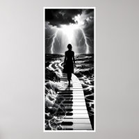 Storm Sonata on the Sea Monochrome Poster