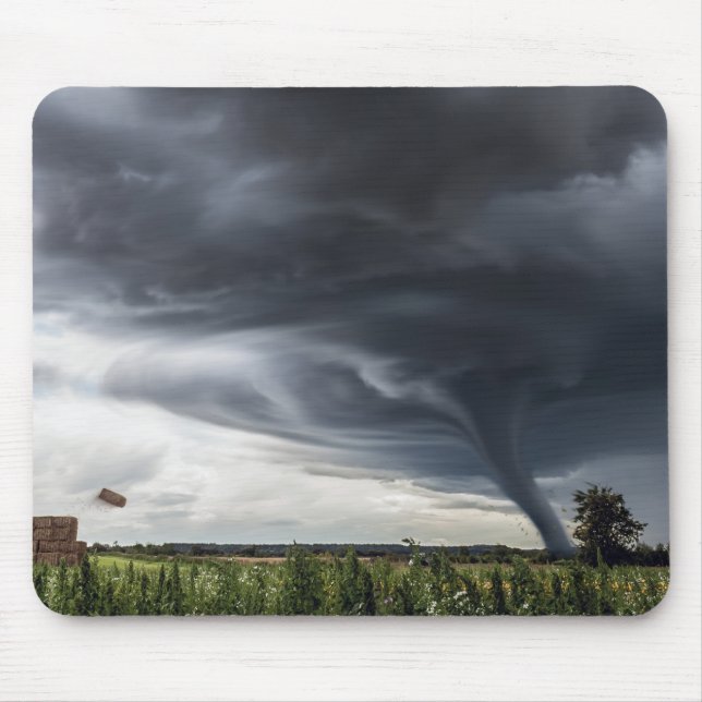 Storm tornado or twister lifing hay in bad weather mouse pad (Front)