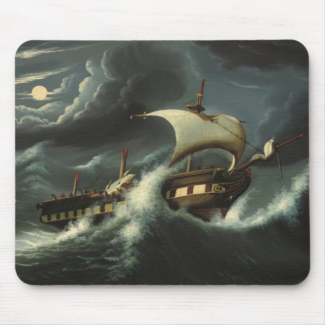 Storm Tossed Frigate by Thomas Chambers Mouse Pad (Front)