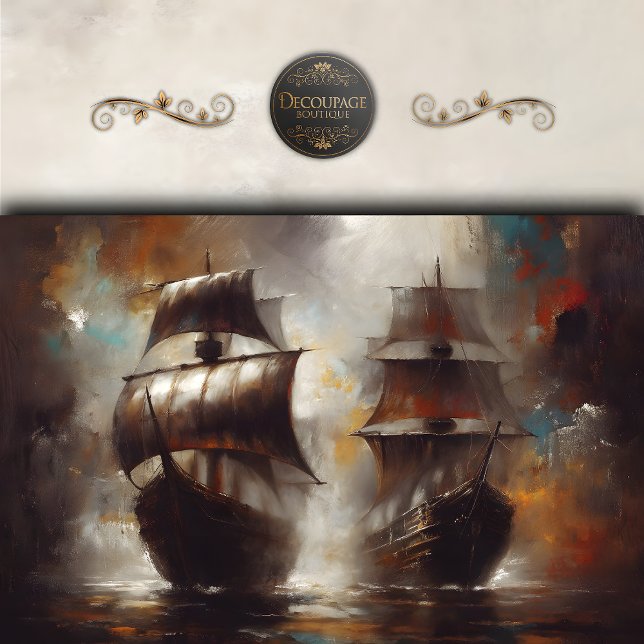 Stormbound Viking Ships Decoupage Tissue Paper (Stormbound Viking ships Decoupage Tissue Paper)