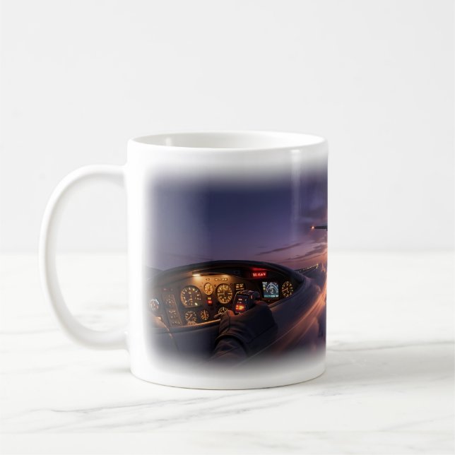 Stormflight Jet Above Twilight Clouds Mug (Left)
