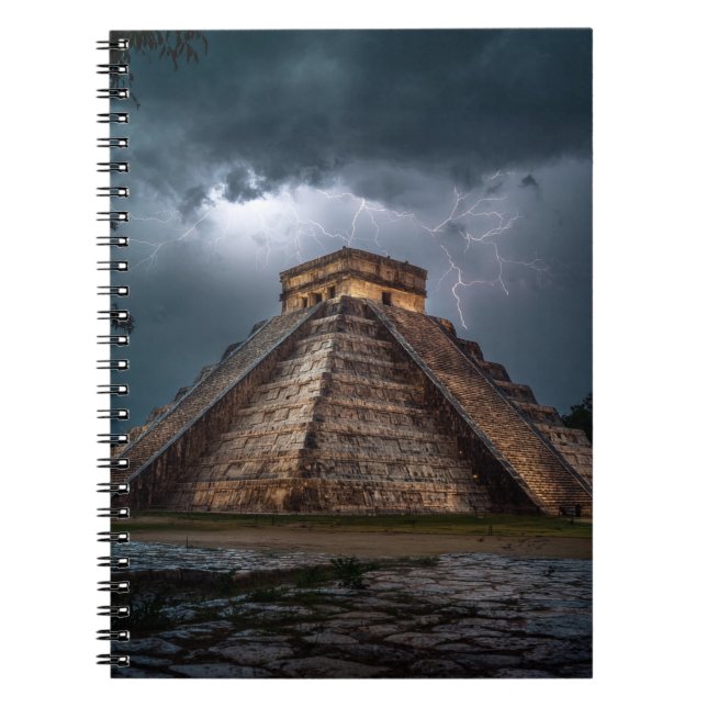 Stormlit Chichen Itza Pyramid Notebook (Front)