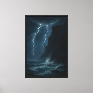 Stormlit Ocean Cliffs Canvas Print