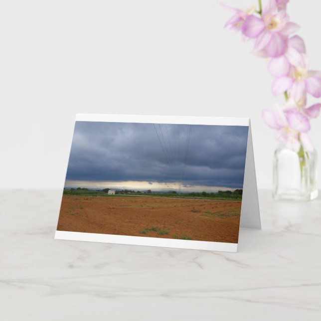 Stormy Agricultural Landscape Card (Orchid)