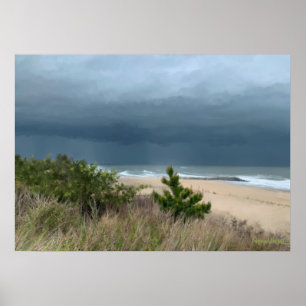 Stormy Beach scene Poster