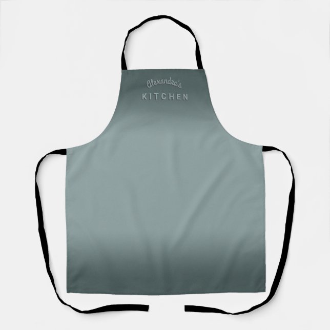 Stormy Blue Grey Ombre Apron (Front)