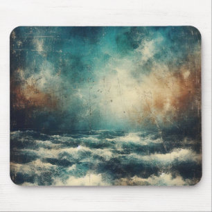 Stormy Blue Ocean Old Photograph Mouse Pad
