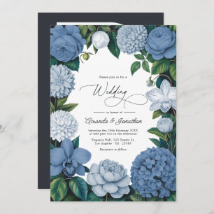 Stormy Blue, Steel Mist & Winter Pearl Wedding Invitation