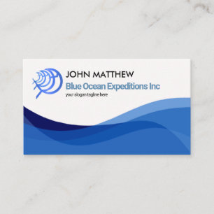 Stormy Blue Water Ocean Waves Marine Fishing Business Card