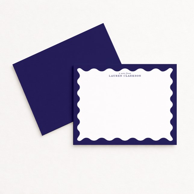 Stormy Blue Wavy Frame Note Card (Creator Uploaded)