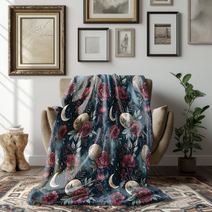 Stormy Burgundy Fall Rose Dreamscape Fleece Blanket