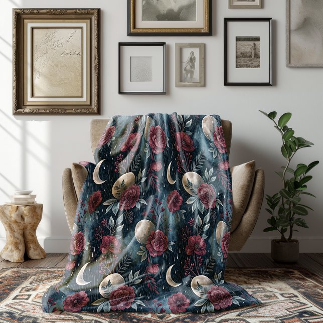Stormy Burgundy Fall Rose Dreamscape Fleece Blanket (Creator Uploaded)