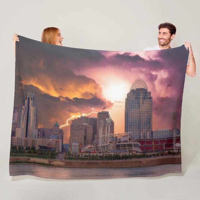 Stormy Cincinnati Great American Ball Park Fleece Blanket (In Situ)