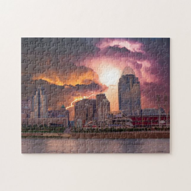 Stormy Cincinnati Great American Ball Park Jigsaw Puzzle (Horizontal)