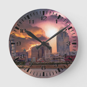 Stormy Cincinnati Great American Ball Park Round Clock