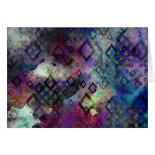 Stormy colourful watercolor abstract w/ diamonds