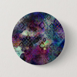 Stormy colourful watercolor abstract w/ diamonds 6 cm round badge