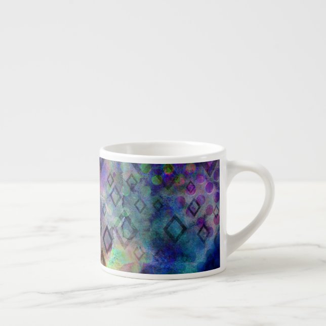 Stormy colourful watercolor abstract w/ diamonds espresso cup (Right)