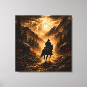 Stormy Departure: Gothic Mountain Pass Canvas Print