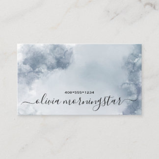 Stormy Dusty Blue Watercolor Abstract  Business Card