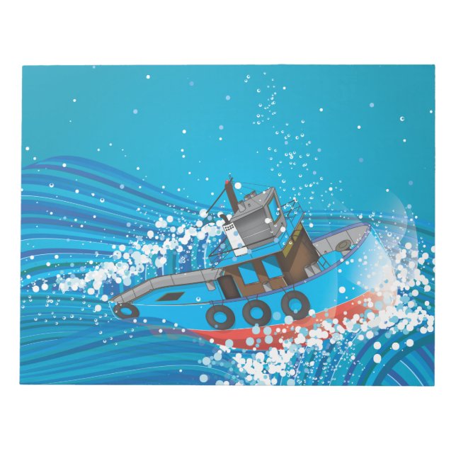 Stormy Fishing Boat Notepad (Front)