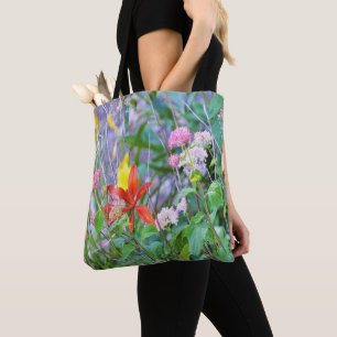 Stormy Garden Landscape with Hydrangea and Lilies Tote Bag