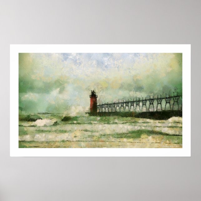Stormy Lighthouse Poster Print (Front)