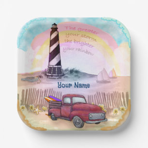 Stormy Lighthouse Truck  Paper Plate
