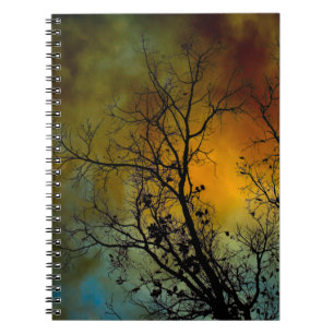 Stormy morning with tree notebook