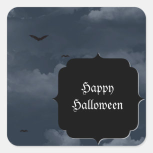 Stormy Night with Bats Halloween Square Sticker