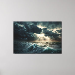 Stormy Ocean Waves Stretched Canvas Print