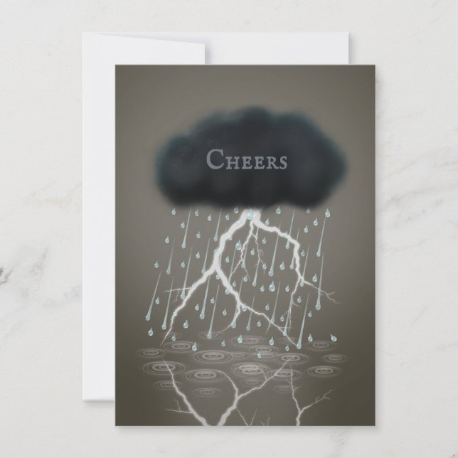 Stormy Rain Cloud & Lightning Sepia Personalised Card (Front)